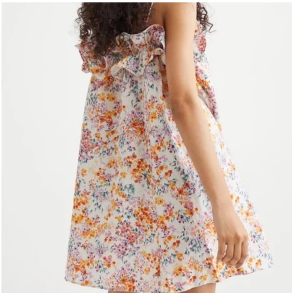 H&M - Flounce Trimmed Linen Floral Print Dress - Size XL - Picture 3 of 13